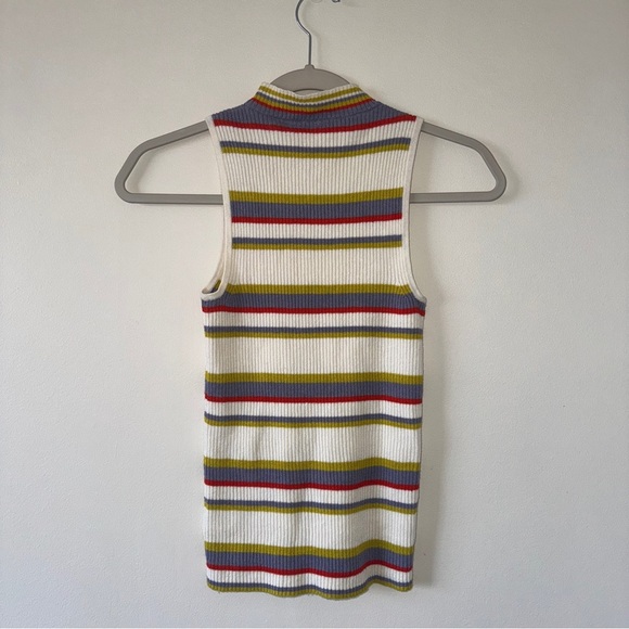 Moth Anthropologie Mock Neck Linen Blend Ribbed Tank Top XS - Picture 7 of 8